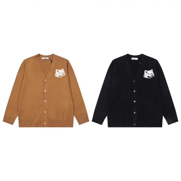 Play Comme des Garçons Fox Embroidered Cardigan Black and Camel - 1