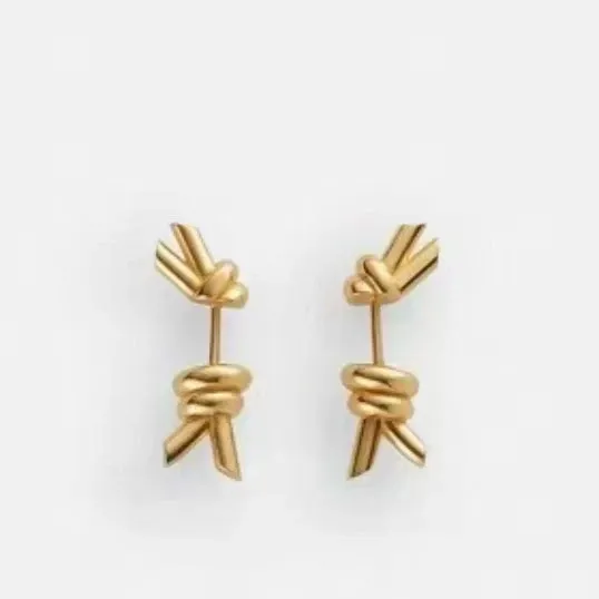 Gold Knot Stud Earrings - 3