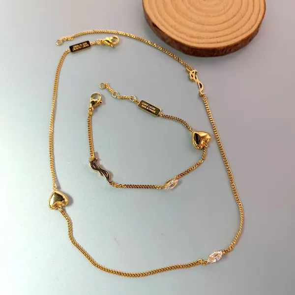 Saint Laurent Monogram Heart Bracelet Gold Jewelry - 4