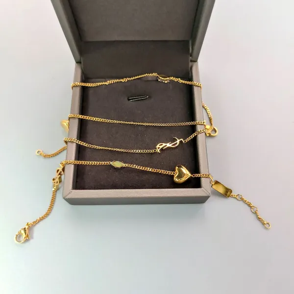 Saint Laurent Monogram Heart Bracelet Gold Jewelry - 2