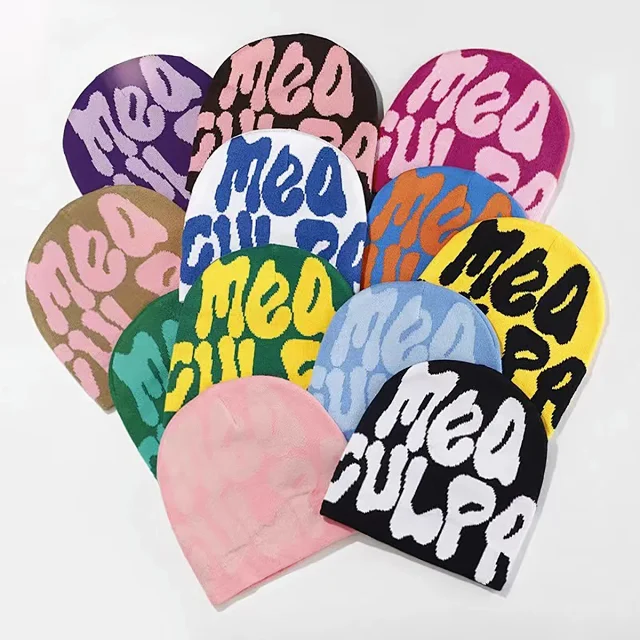 Unbranded Hats Knitted Beanie with Oversized Lettering product detail image 1