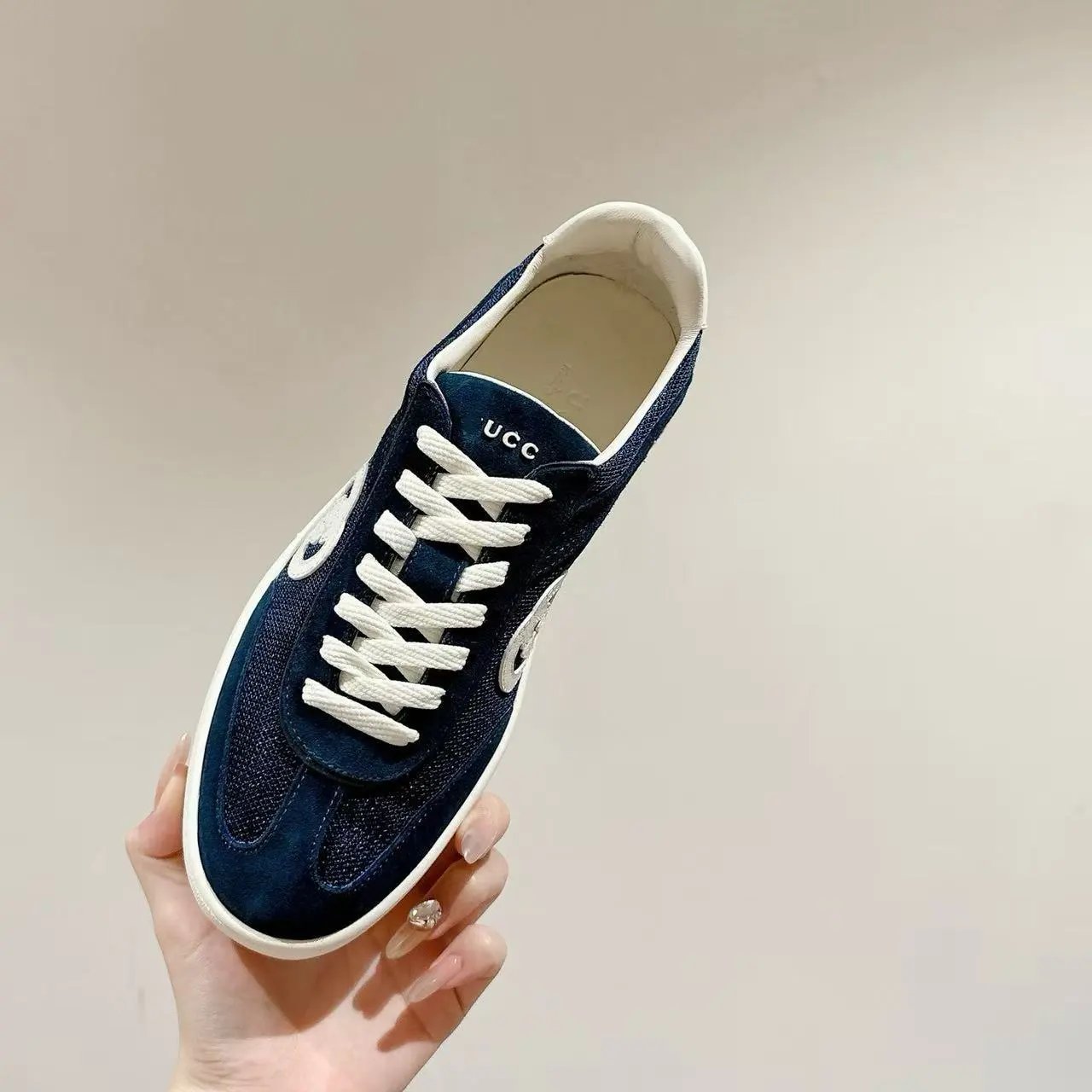 UCC Sneakers Navy Blue Mesh and Suede Low-Top Sneakers