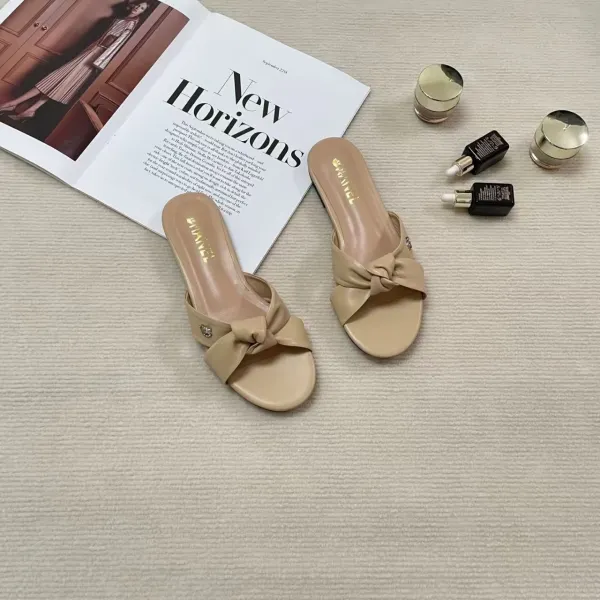 Chanel Bow-Embellished Mule Sandals Beige - 8
