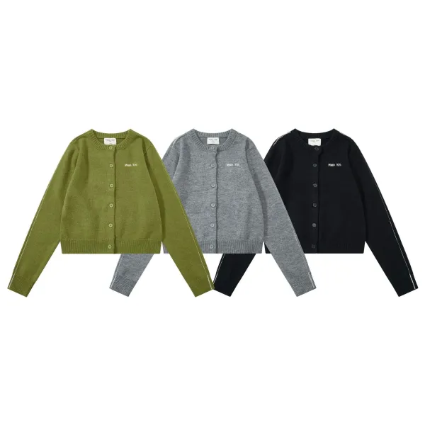 Mian Litt Olive Green Cropped Knit Cardigan - 5