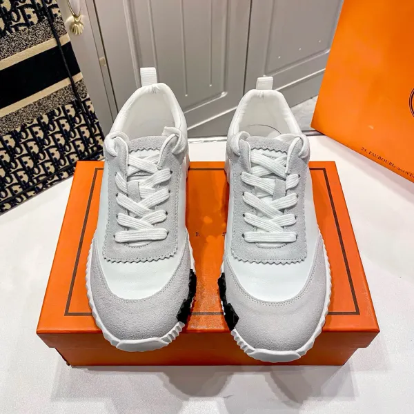 Hermès Oran Sneakers White and Gray Suede Sneakers - 5