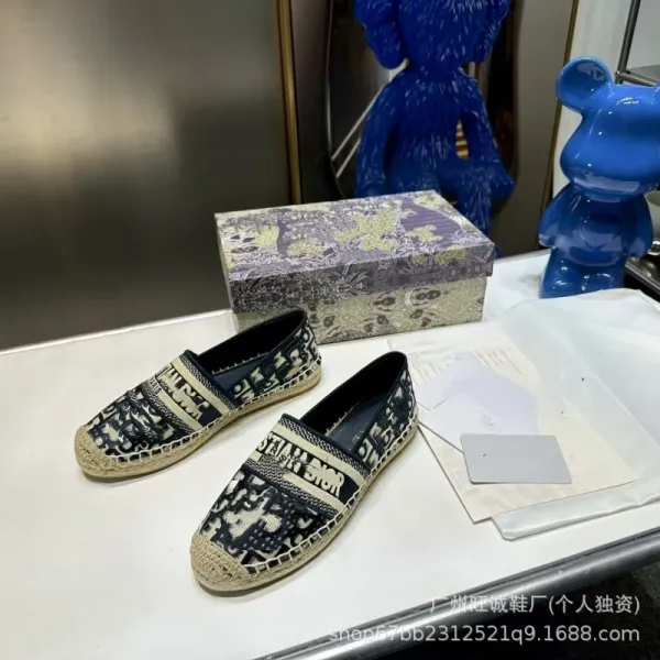 Design Embroidered Espadrille Slippers White Beige - 3