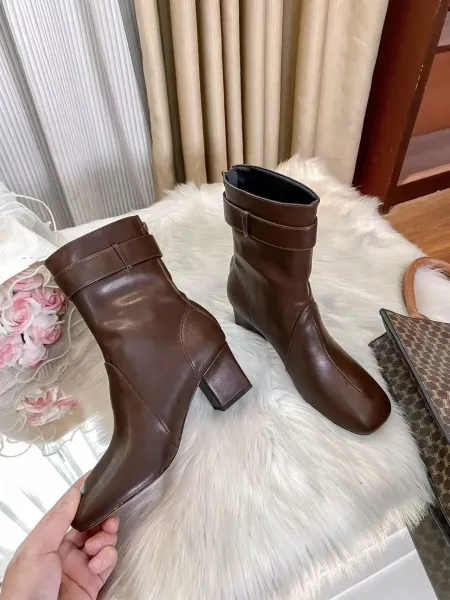 Celine Triomphe Buckle Ankle Boots Black - 2