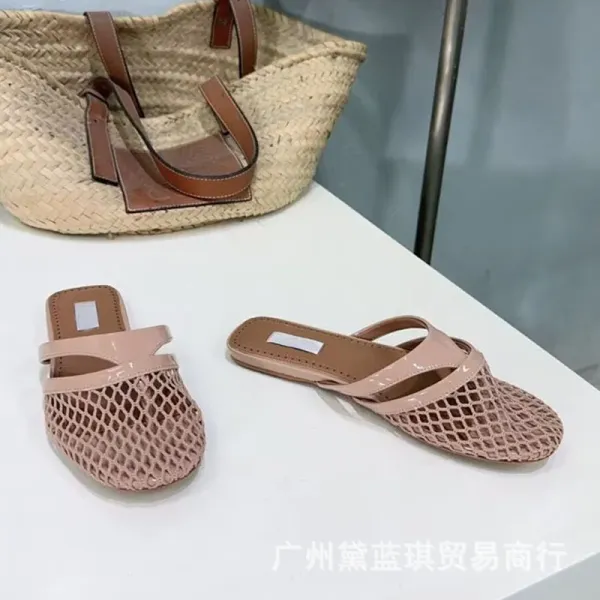 Gold Mesh Mule Slippers - 7