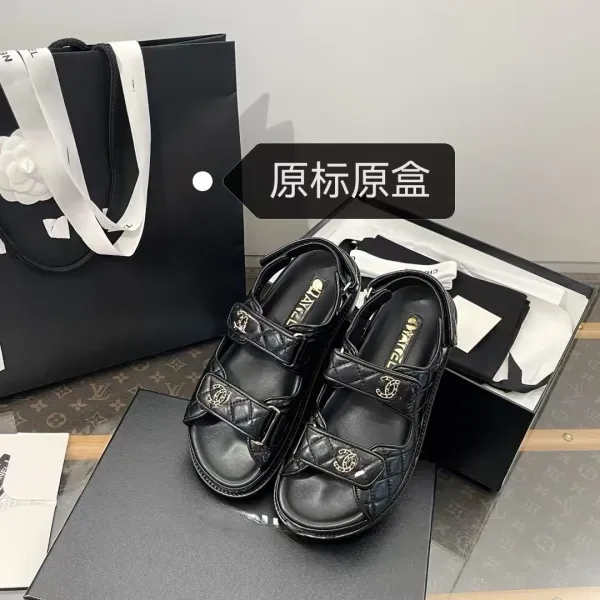 Chanel 22 Sandals Black Quilted Leather Sandals - 2
