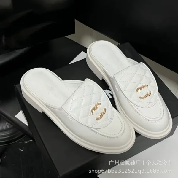 Chanel-inspired Quilted Loafers Black Slip-On Mules - 21