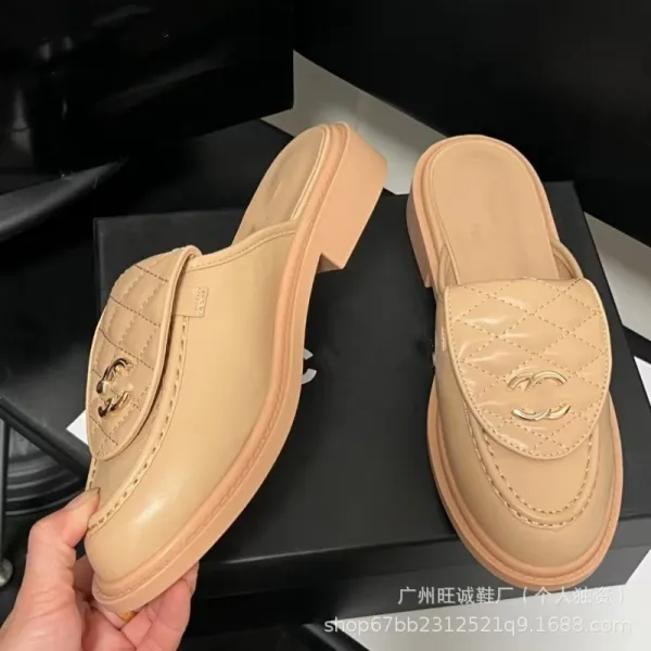 Chanel-inspired Quilted Loafers Black Slip-On Mules - 27