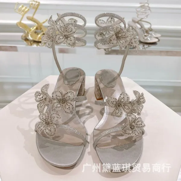 Dior J'adior Floral Embellished Black Block Heel Sandals - 2