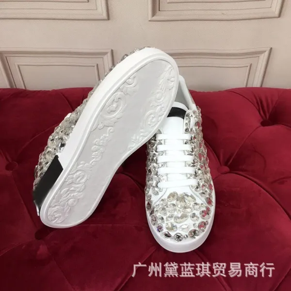 Philipp Plein Crystal-Embellished White Chunky Sneakers - 3