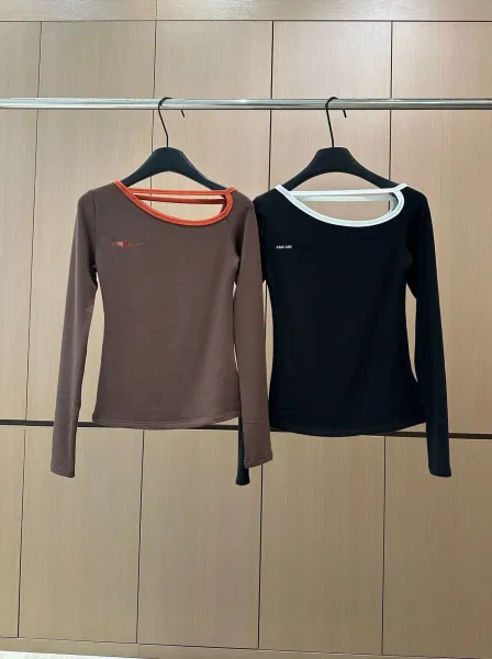 ANNA' Cut-Out Neck Long Sleeve Top Black - 4