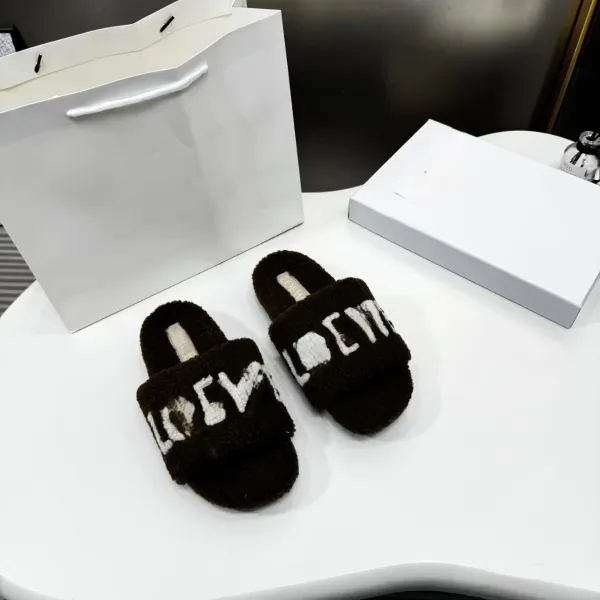 Loewe Puzzle Furry Slippers Brown - 10