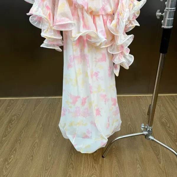 WOMANBY A VOYVES Ruffled Tiered Tie-Dye Maxi Dress - 12