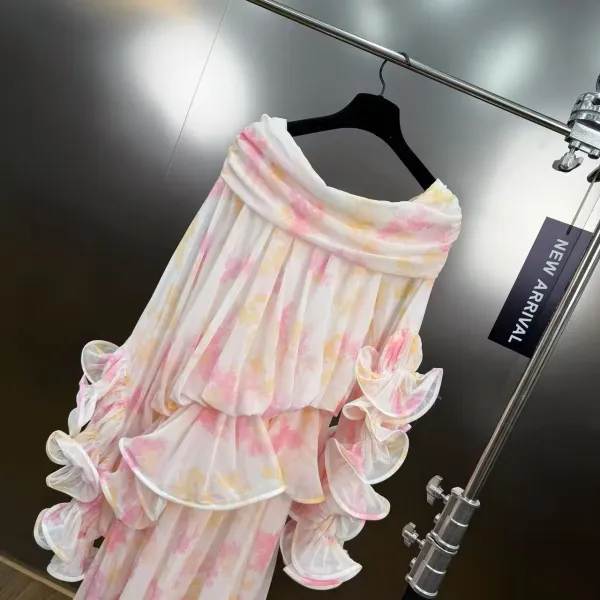 WOMANBY A VOYVES Ruffled Tiered Tie-Dye Maxi Dress - 15