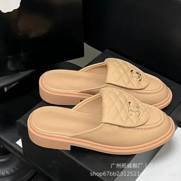 Chanel-inspired Quilted Loafers Black Slip-On Mules - 24