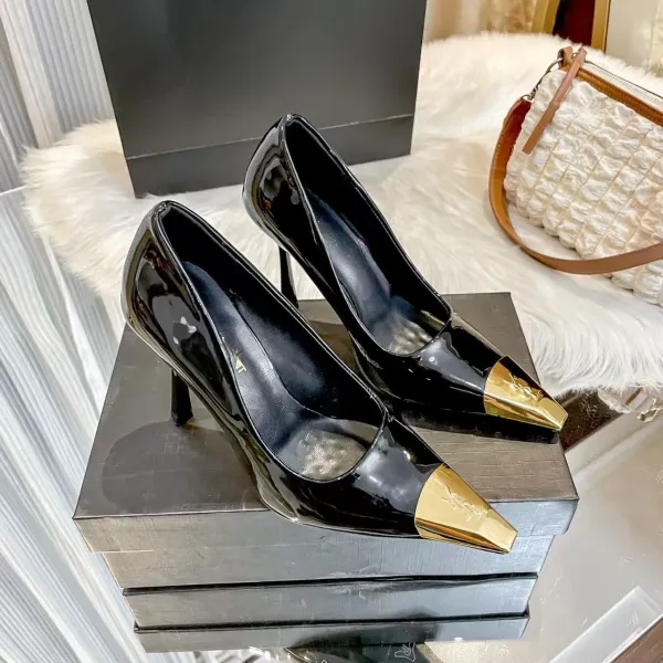 Saint Tears Metallic Tip Stiletto Heels Black/Gold - 4