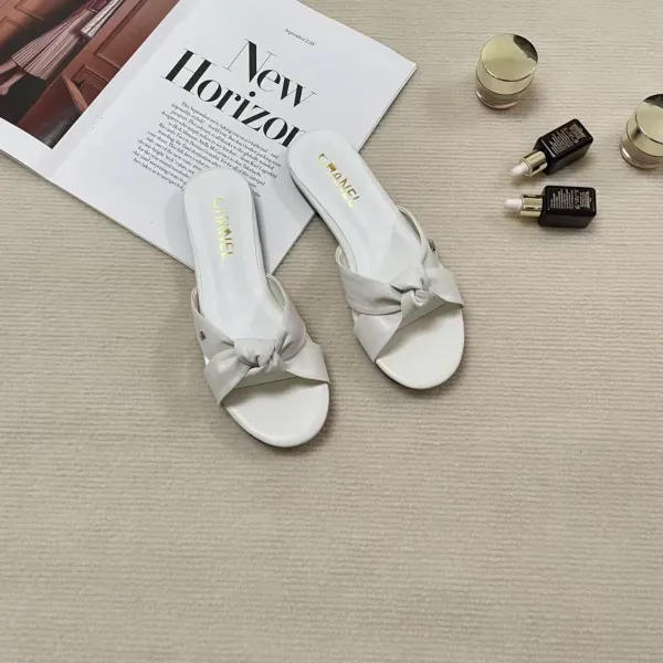 Chanel Bow-Embellished Mule Sandals Beige - 6