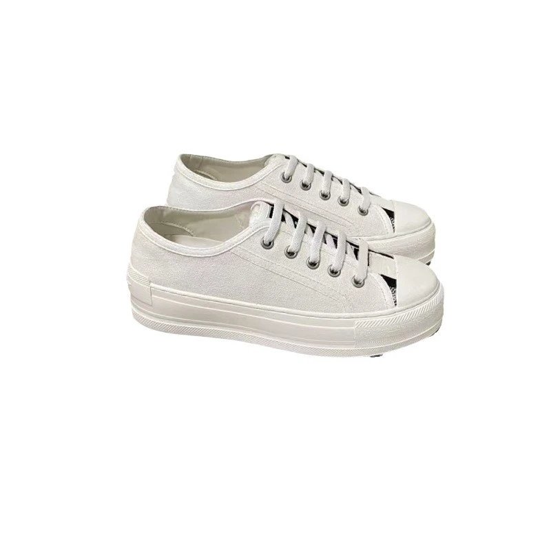 Unbranded Sneakers Low-top lace-up platform canvas with embroidered letter-pattern panels image 5