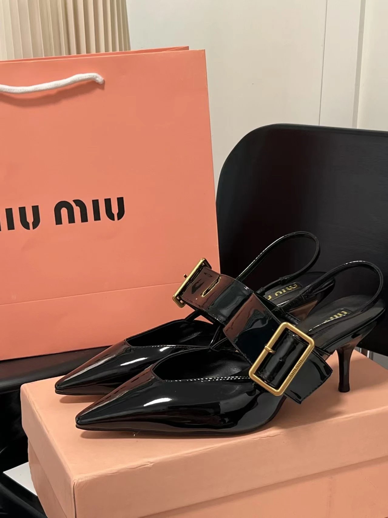 Miu Miu Patent Leather Buckle Strap Pointed-Toe Stilettos Burgundy - 3