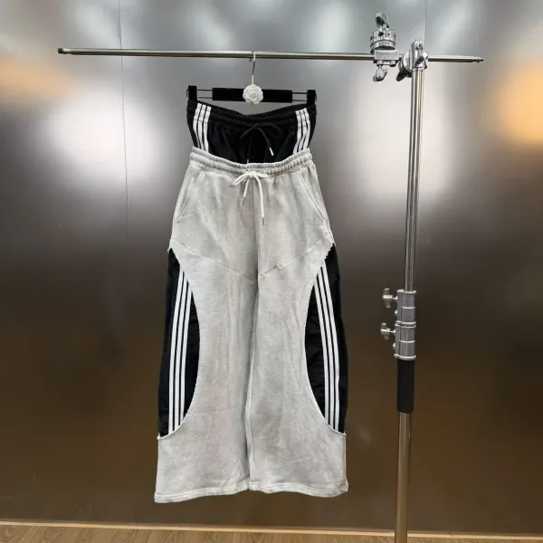 Adidas Originals Track Pants Gray/Black Three-Stripe Cutout Sweatpants - 1