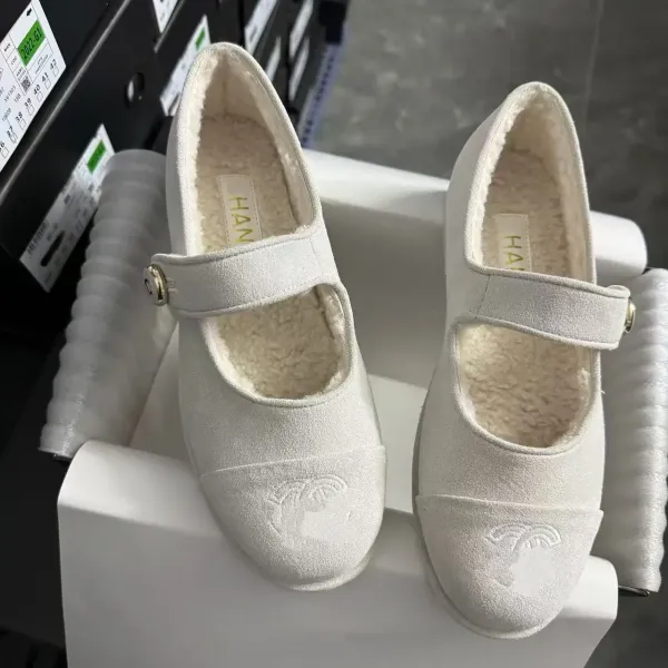 HANE Mary Jane Suede Loafers Beige Shoes - 5