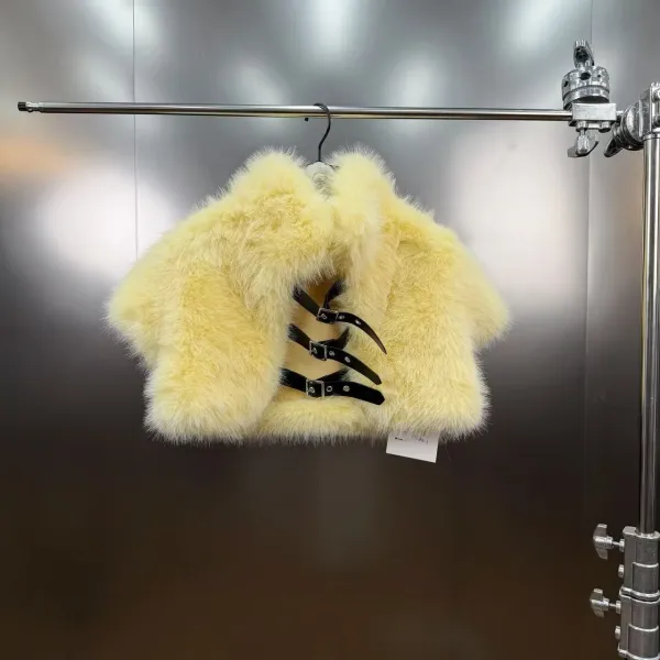 Faux Fur Corset Bolero Beige Outerwear - 12