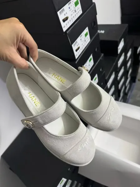 HANE Mary Jane Suede Loafers Beige Shoes - 6