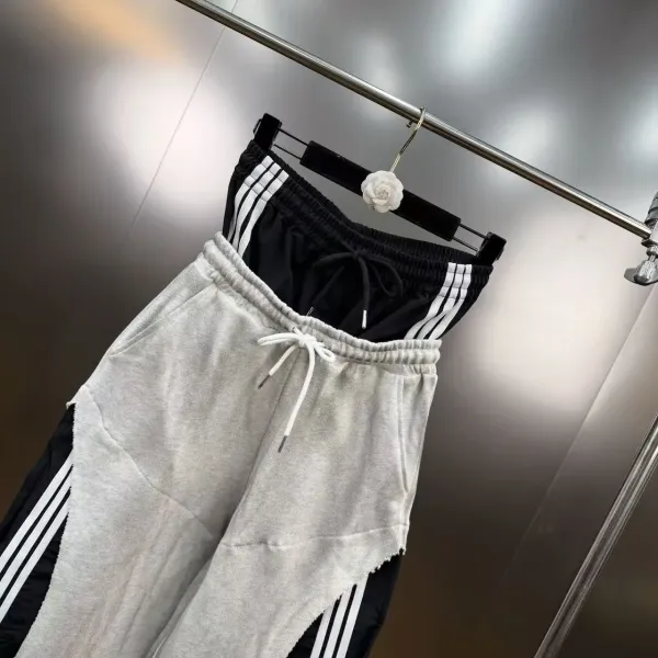 Adidas Originals Track Pants Gray/Black Three-Stripe Cutout Sweatpants - 14