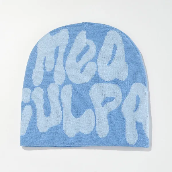 Mea Culpa Pink and Brown Knit Beanie - 16