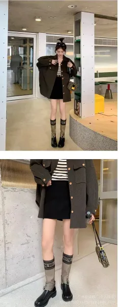 Off-White x Missoni Collaboration Logo Print Knee Boots Black/Beige - 9