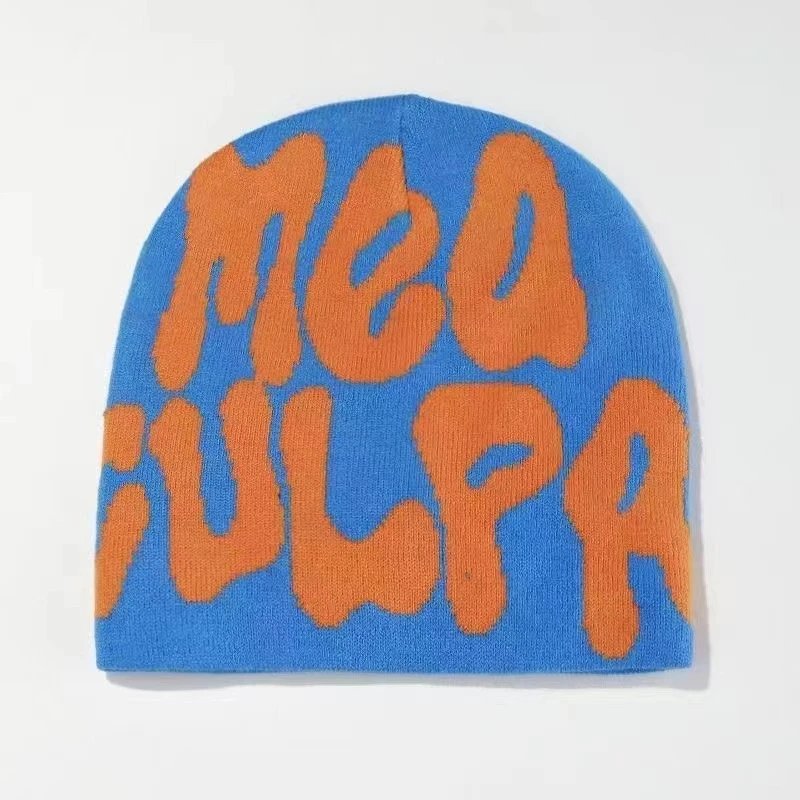 Unbranded Hats Knitted Beanie with Oversized Lettering — Landi Orange