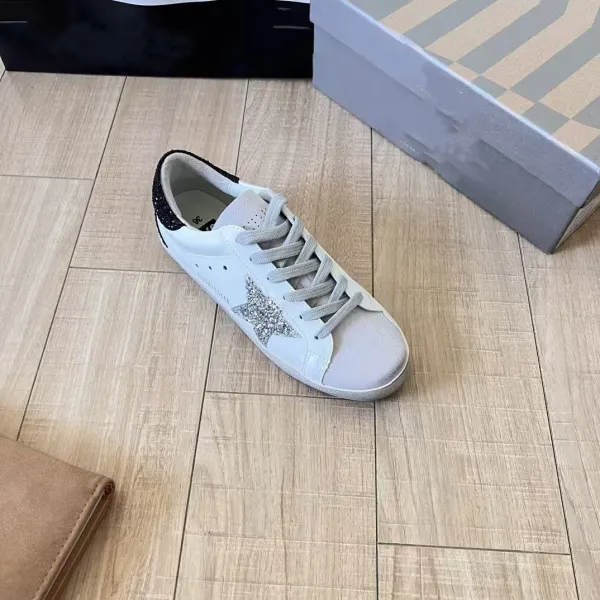 Golden Goose Superstar White Glitter Star Sneakers - 7