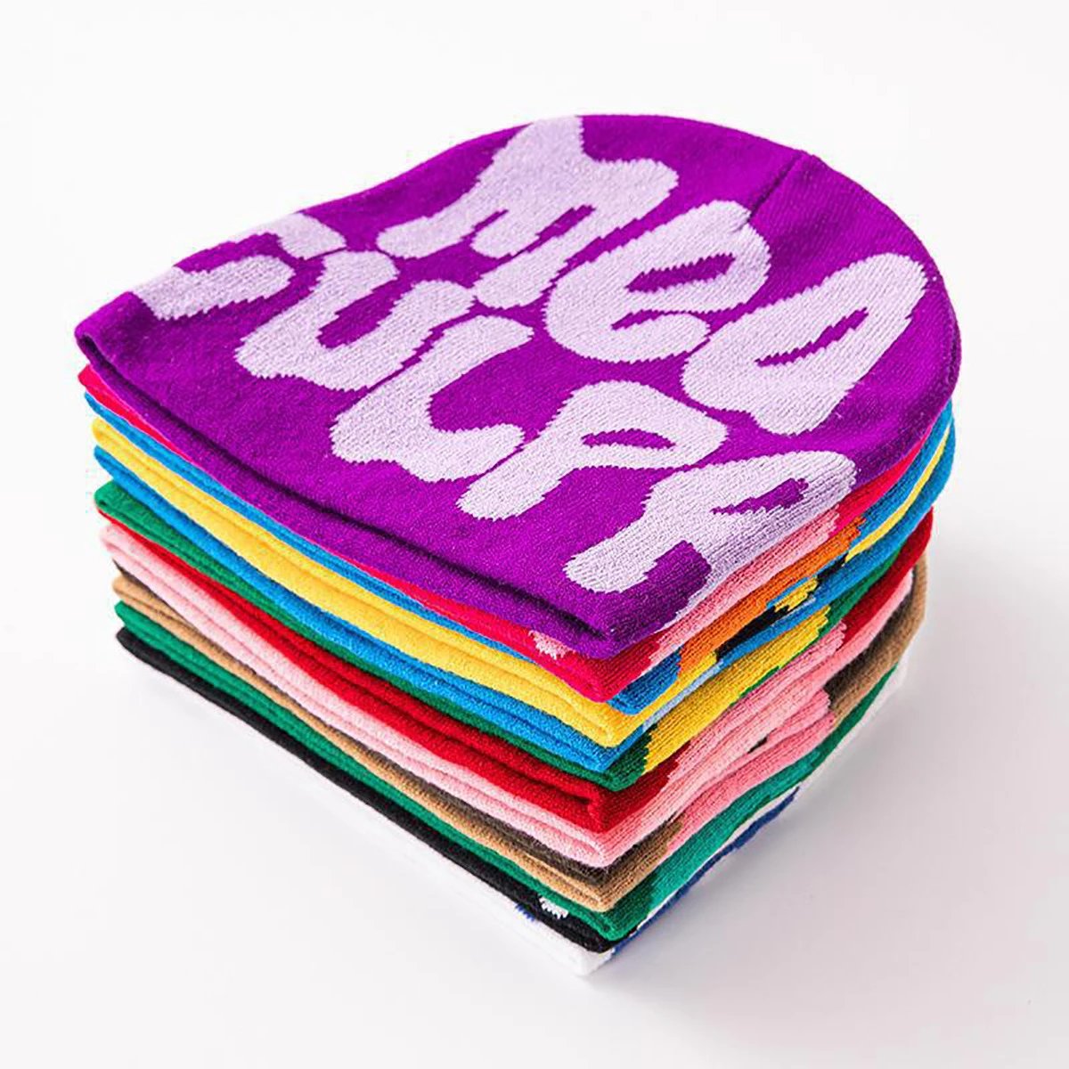 Mea Culpa Pink and Brown Knit Beanie - 5