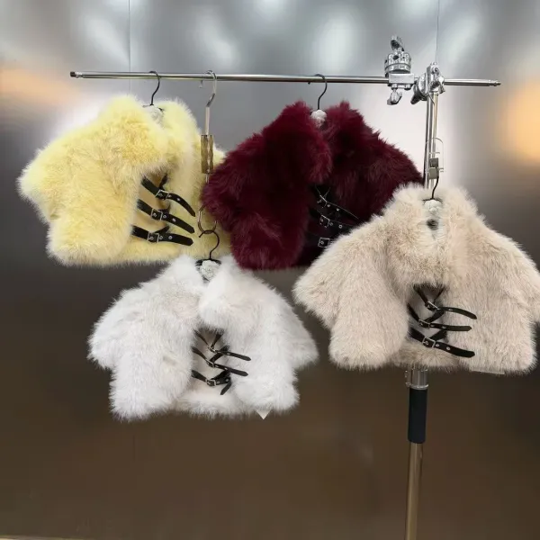 Faux Fur Corset Bolero Beige Outerwear - 41