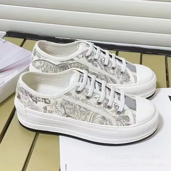 Dior B23 Oblique Print White Platform Sneakers - 17