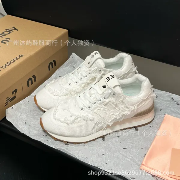 New Balance 530 Frayed Denim Beige Sneakers - 3