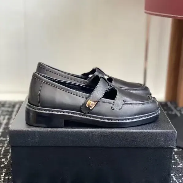 Chanel Mary Jane Loafers Brown Leather Shoes - 3