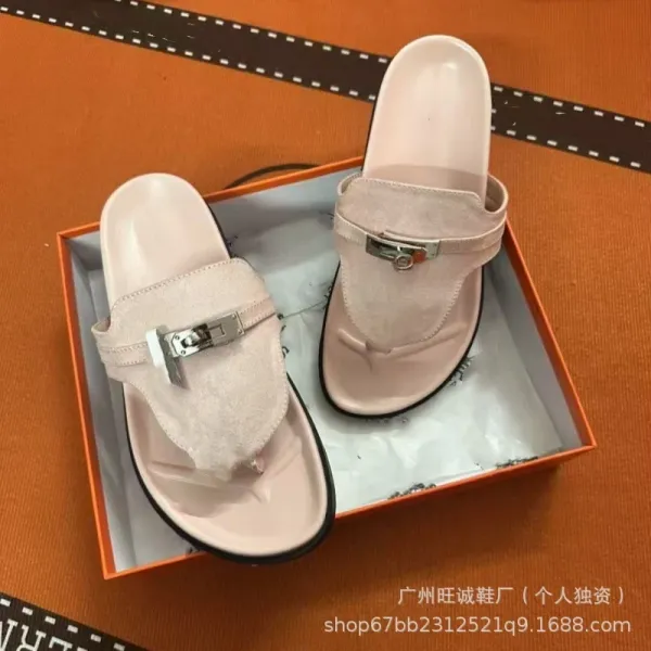 Hermès Oran Slide White and Black Leather Sandals - 29