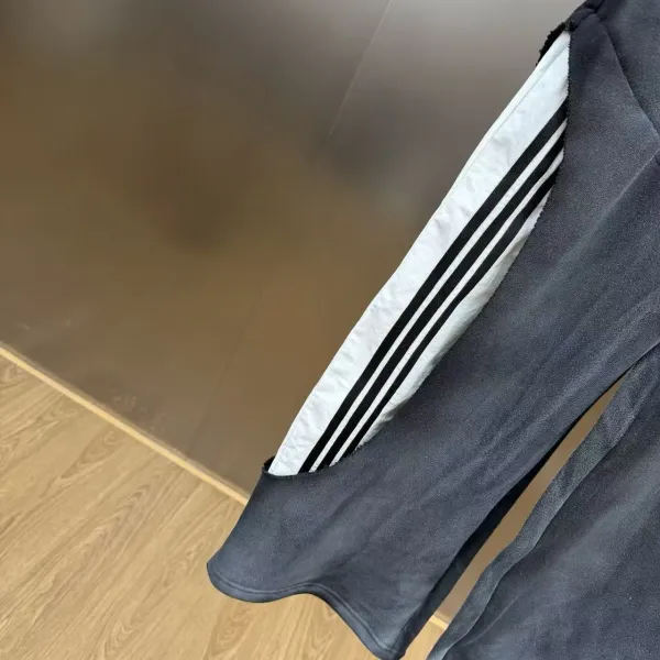 Adidas Originals Track Pants Gray/Black Three-Stripe Cutout Sweatpants - 8