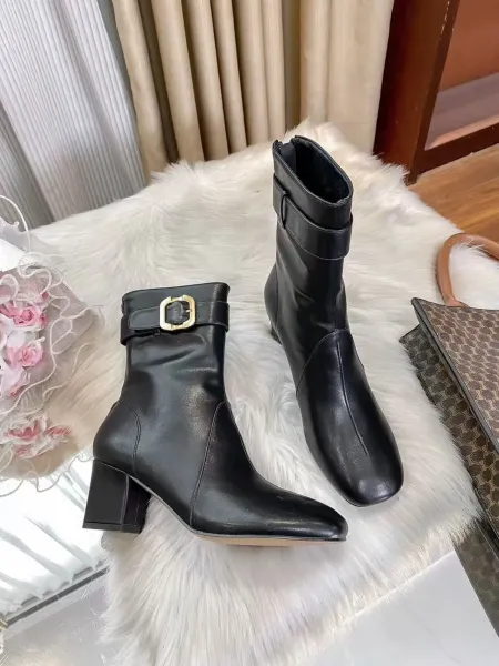 Celine Triomphe Buckle Ankle Boots Black - 5