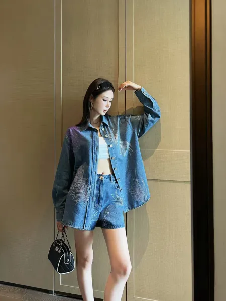 Dior Feather-Embroidered Denim Shirt Blue - 3