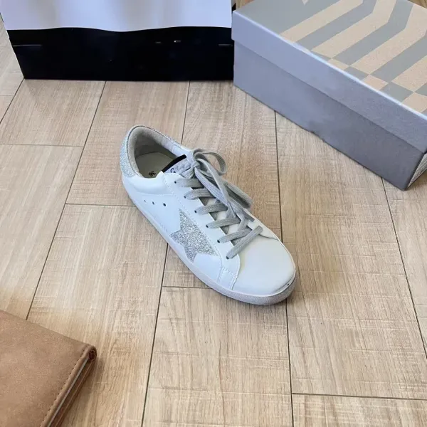 Golden Goose Superstar White Glitter Star Sneakers - 14