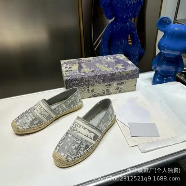 Design Embroidered Espadrille Slippers White Beige - 6