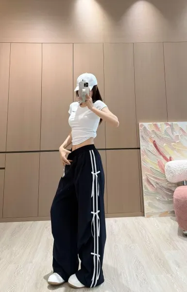 MMY Side-Tie Wide-Leg Track Pants White - 6