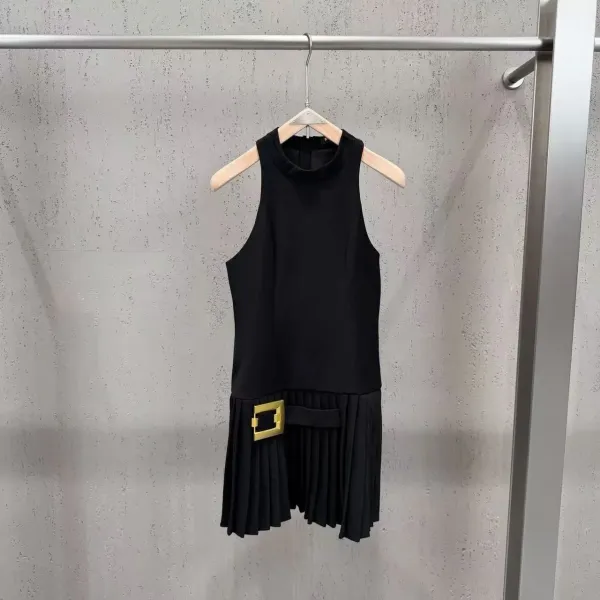 Balenciaga Belted Pleated Mini Dress in Brown and Black - 7