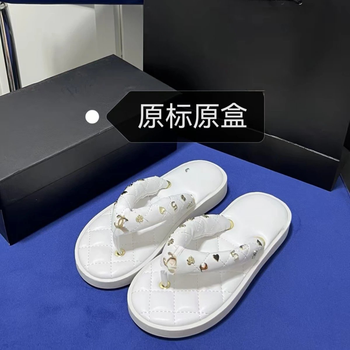 Chanel Sandals Quilted Platform Thong with Charm Details image 2