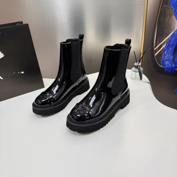 Chanel Patent Leather Chelsea Boots Black - 6